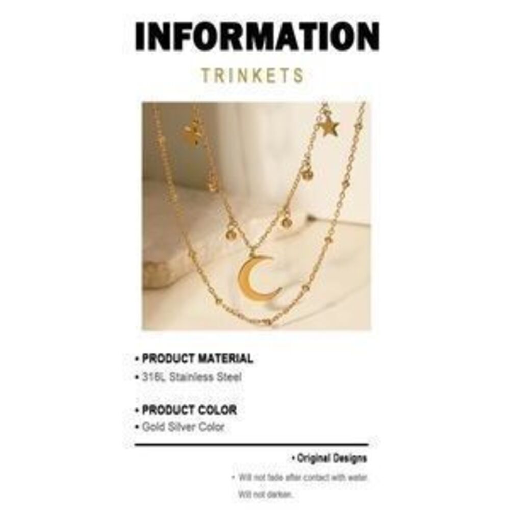 Gold Moon Star Layered Necklace